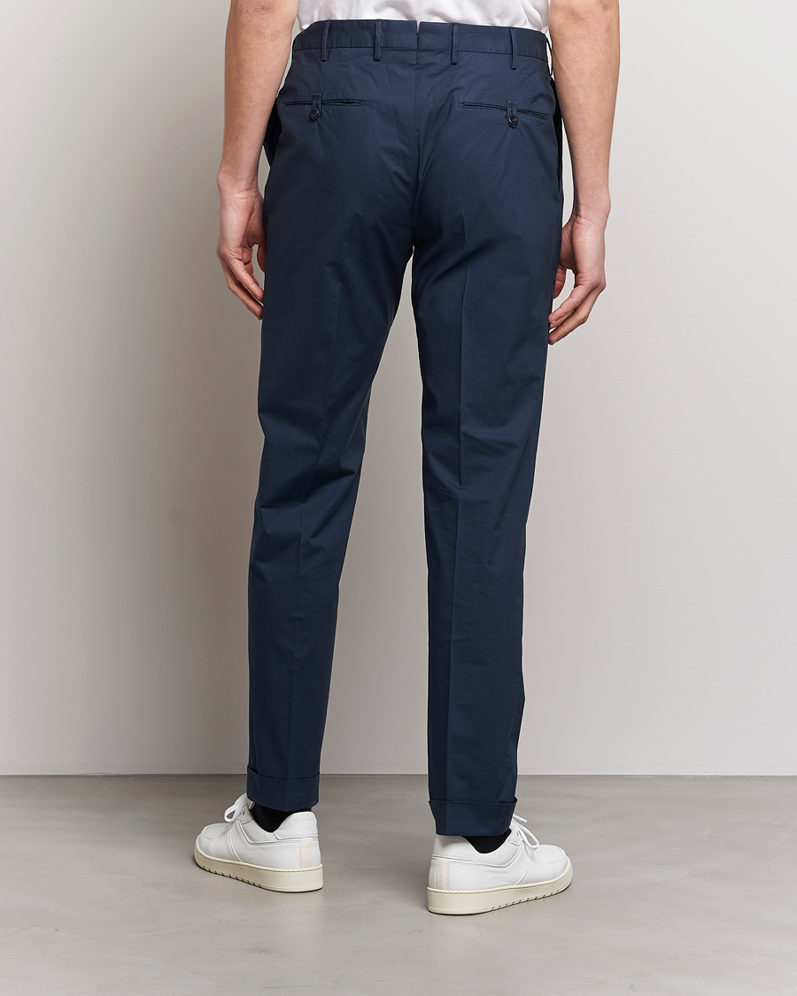 Herre | Bukser | Incotex | Carrot Fit Popelino Lightweight Cotton Trousers Navy
