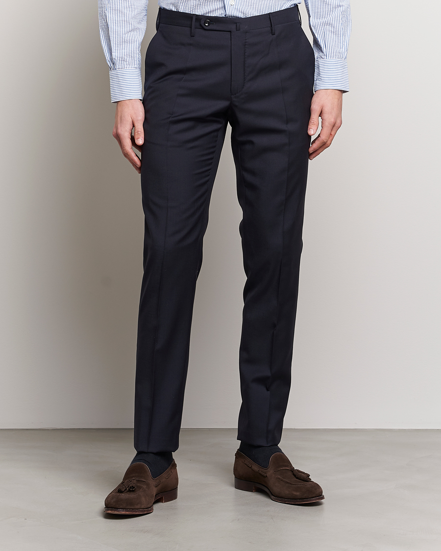 Herre | Bukser | Incotex | Slim Fit Tropical Wool Trousers Navy