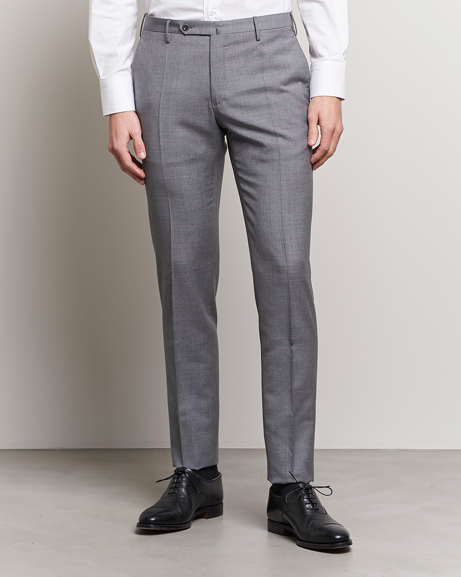 Herre | Dressbukser | Incotex | Slim Fit Tropical Wool Trousers Light Grey