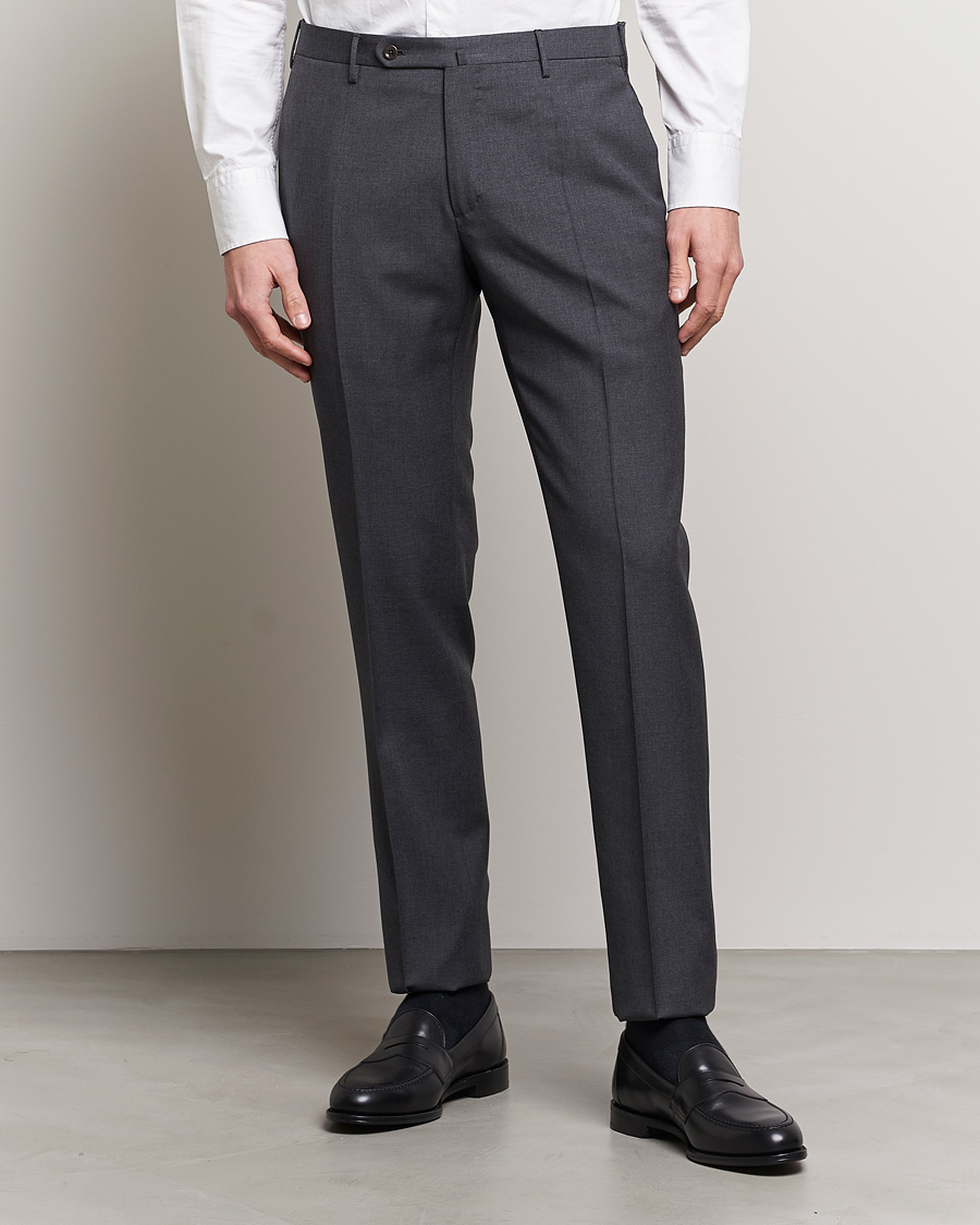 Herre | Bukser | Incotex | Slim Fit Tropical Wool Trousers Dark Grey