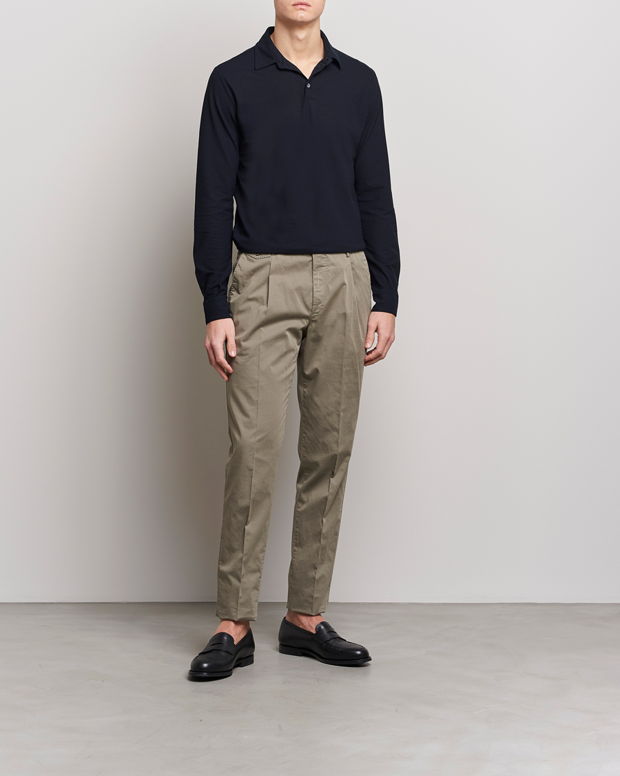 Herre | Gensere | Zanone | Ice Cotton Long Sleeve Polo Navy