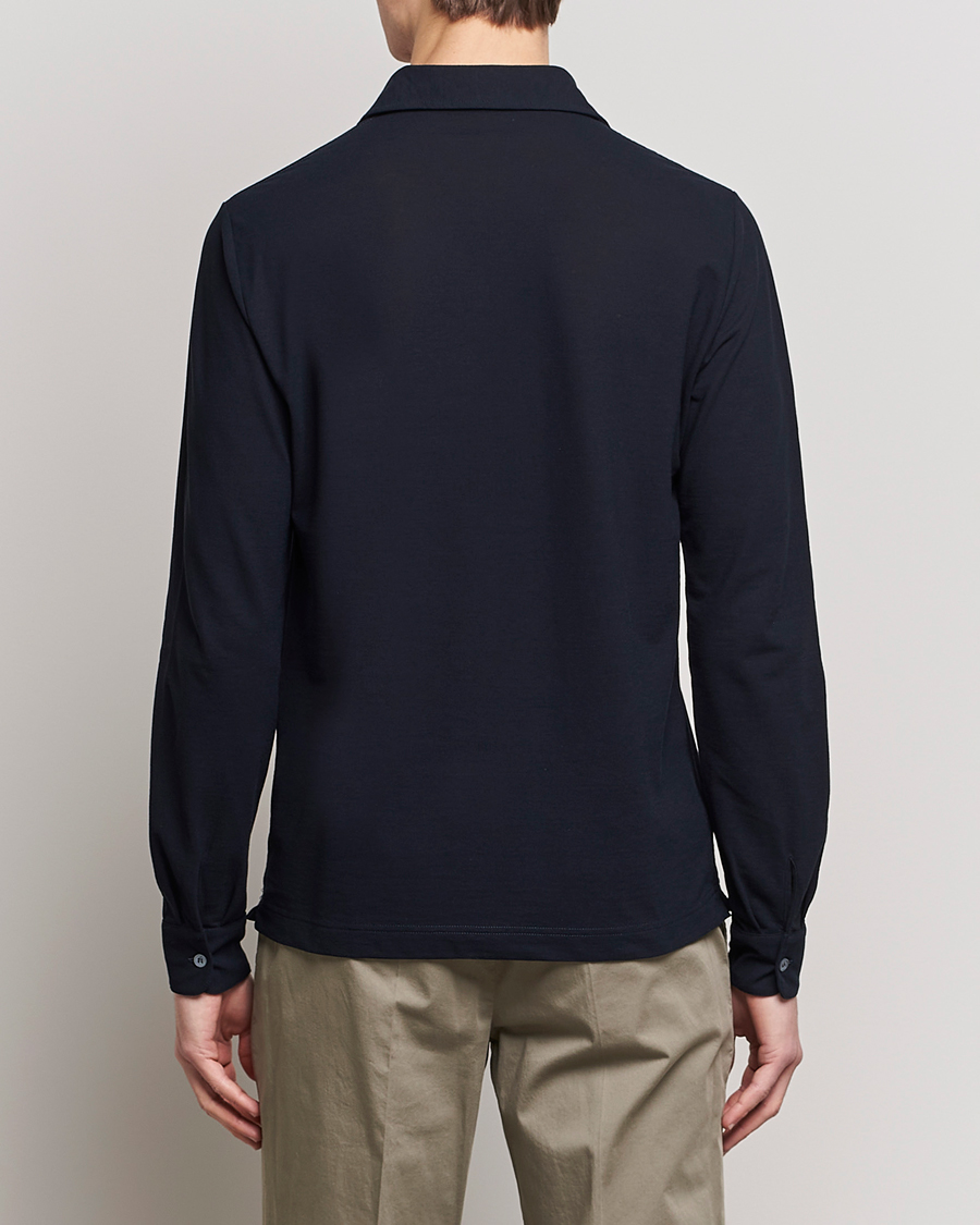 Herre | Gensere | Zanone | Ice Cotton Long Sleeve Polo Navy