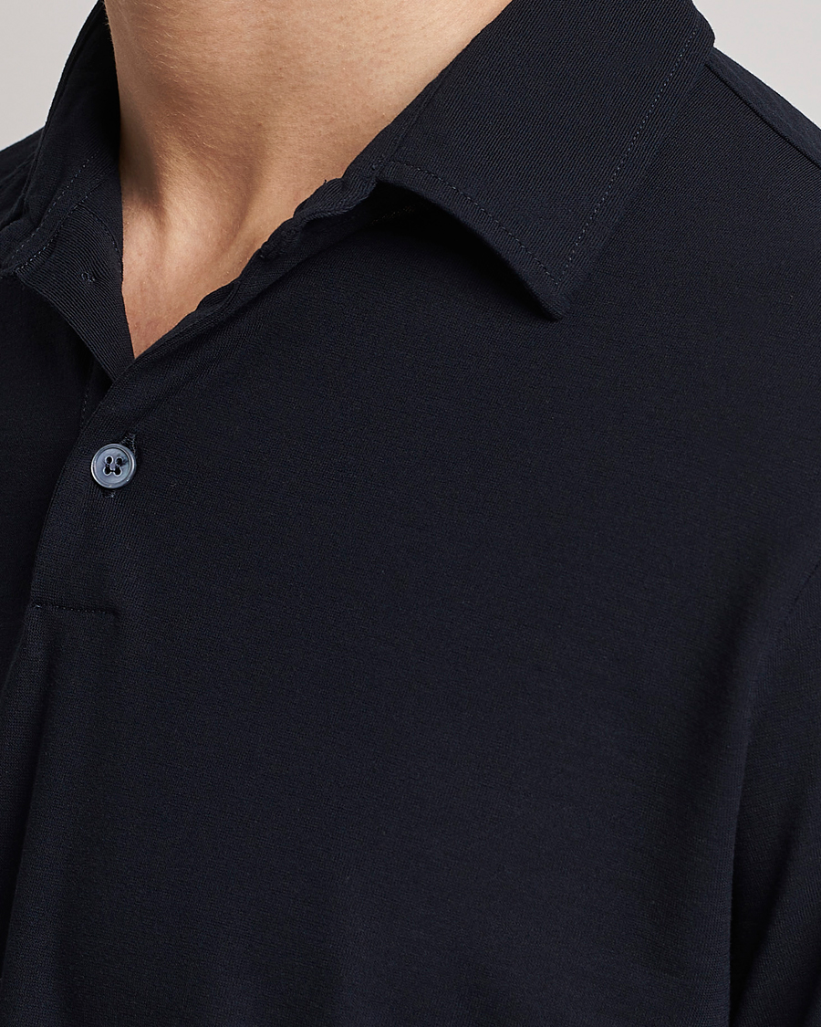 Herre | Gensere | Zanone | Ice Cotton Long Sleeve Polo Navy