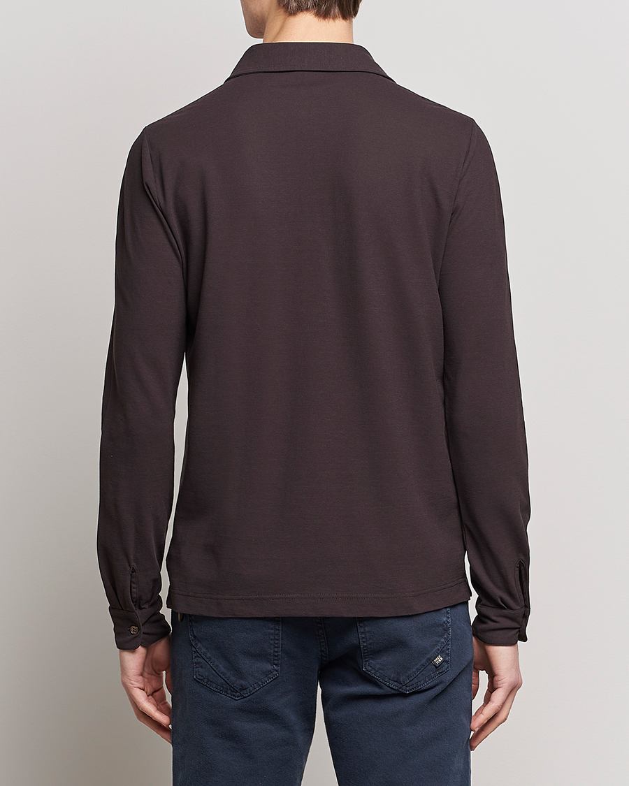 Herre | Gensere | Zanone | Ice Cotton Long Sleeve Polo Dark Brown