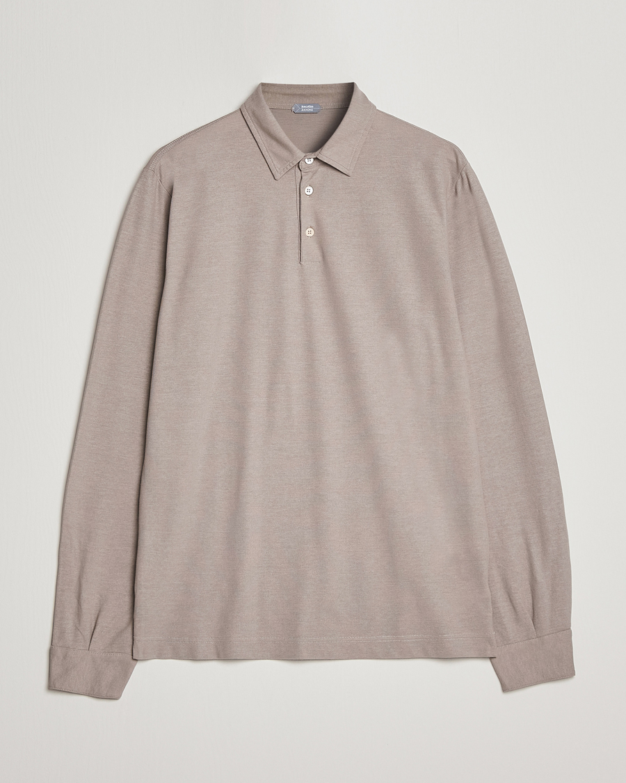 Herre | Gensere | Zanone | Ice Cotton Long Sleeve Polo Beige
