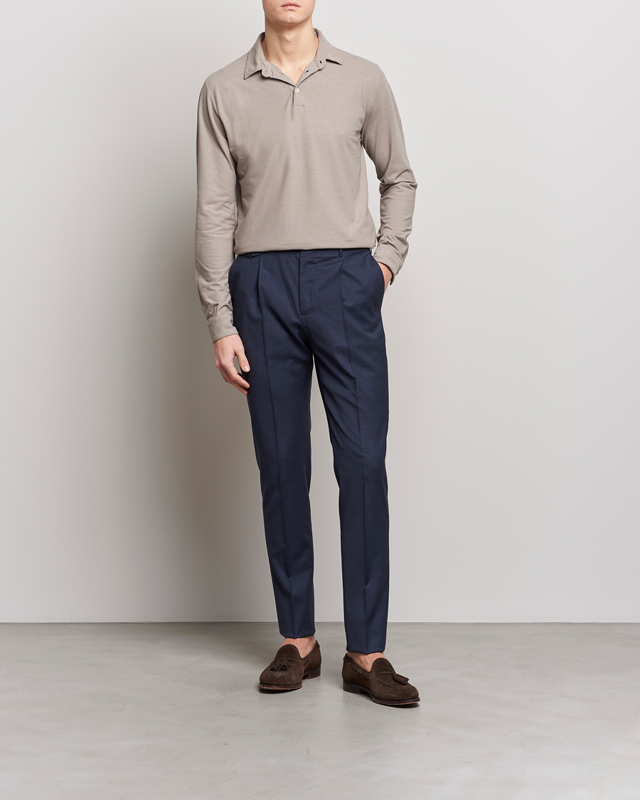 Herre | Gensere | Zanone | Ice Cotton Long Sleeve Polo Beige