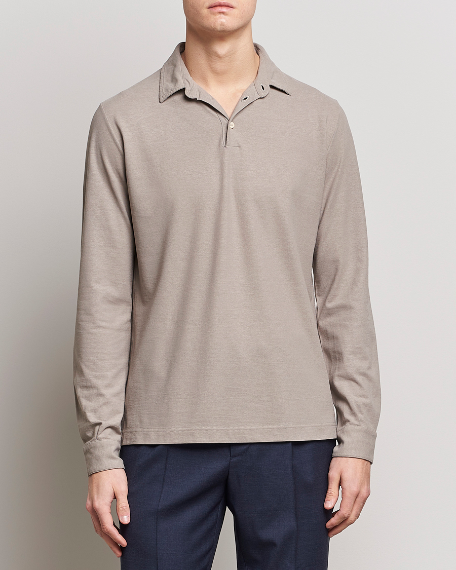 Herre | Gensere | Zanone | Ice Cotton Long Sleeve Polo Beige