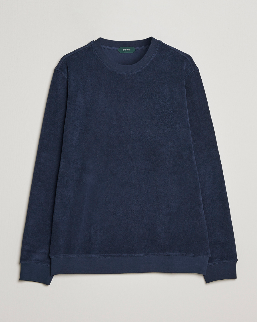 Herre | Gensere | Zanone | Terry Cotton Crew Neck Navy