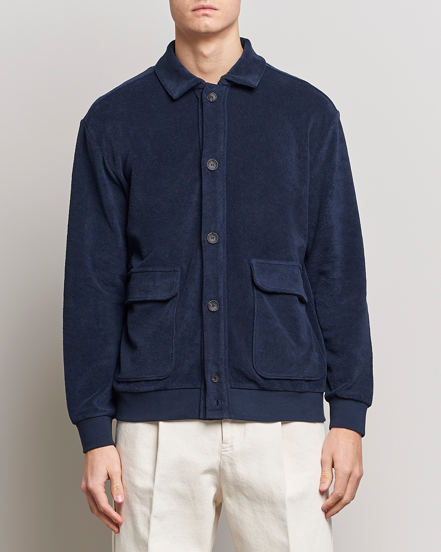 Herre | Gensere | Zanone | Terry Cotton Jersey Jacket Navy