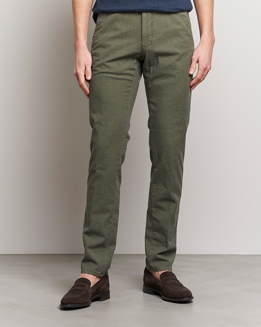 Herre | | Incotex | Slim Fit Overdyed Pattern Slacks Dark Green