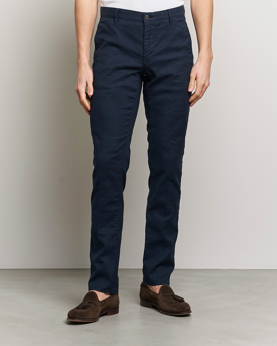 Herre |  | Incotex | Slim Fit Cotton/Linen Slacks Navy