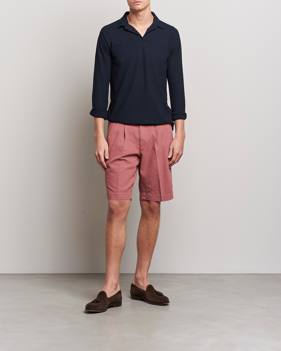 Herre | Shorts | Incotex | Pleated Chinolino Shorts Brick