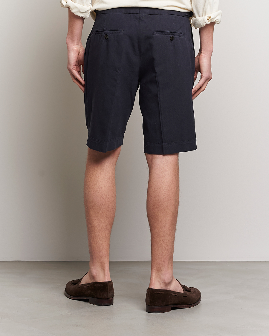 Herre | Shorts | Incotex | Pleated Chinolino Shorts Navy