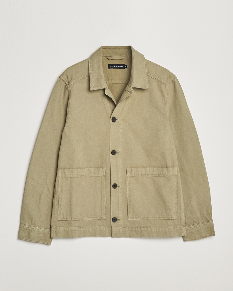 Herre | Skjorter | J.Lindeberg | Lando Organic Twill Work Overshirt Aloe
