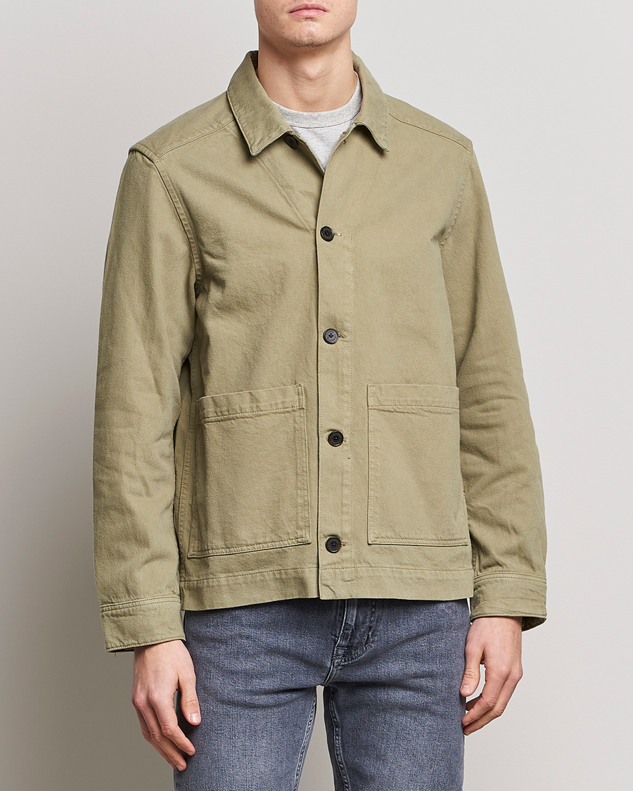 Herre | Skjorter | J.Lindeberg | Lando Organic Twill Work Overshirt Aloe