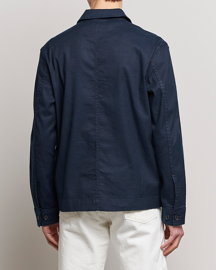 Herre | Skjorter | J.Lindeberg | Errol Linen/Cotton Workwear Overshirt Navy