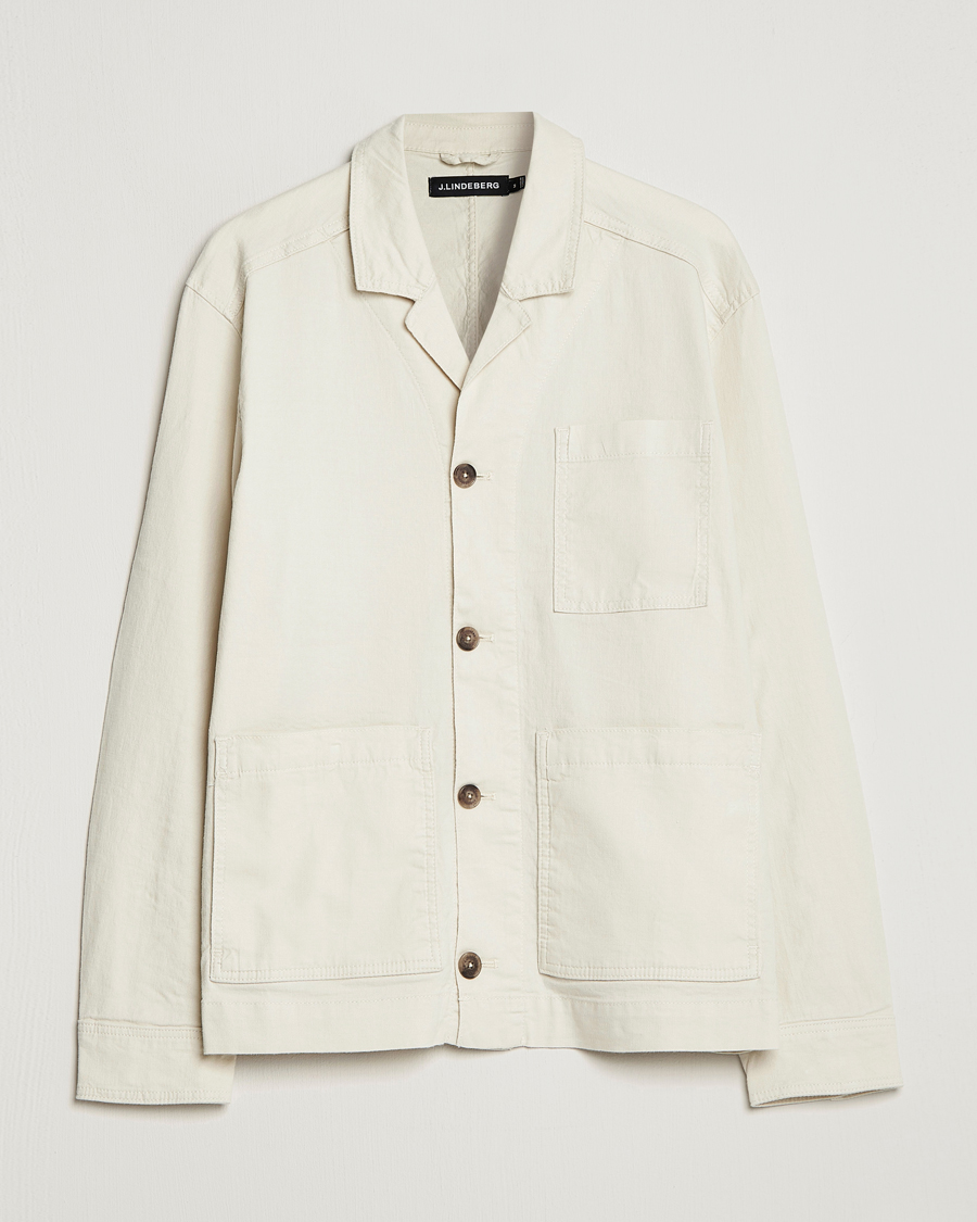 Herre | Skjorter | J.Lindeberg | Errol Linen/Cotton Workwear Overshirt Turtledove