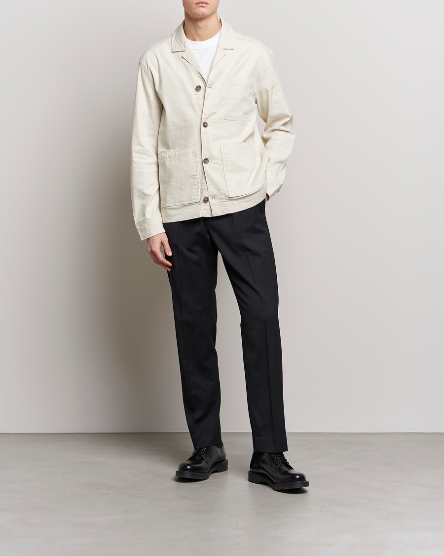 Herre | Skjorter | J.Lindeberg | Errol Linen/Cotton Workwear Overshirt Turtledove