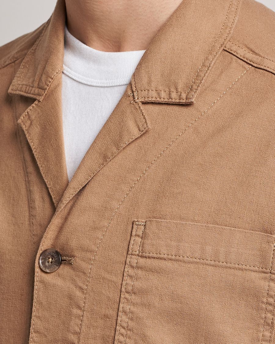 Herre | Skjorter | J.Lindeberg | Errol Linen/Cotton Workwear Overshirt Tiger Brown