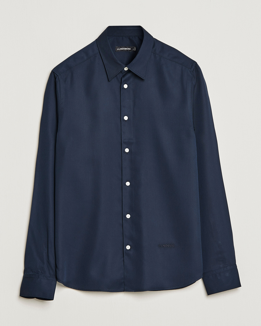 Herre | Skjorter | J.Lindeberg | Slim Fit Comfort Tencel Shirt Navy