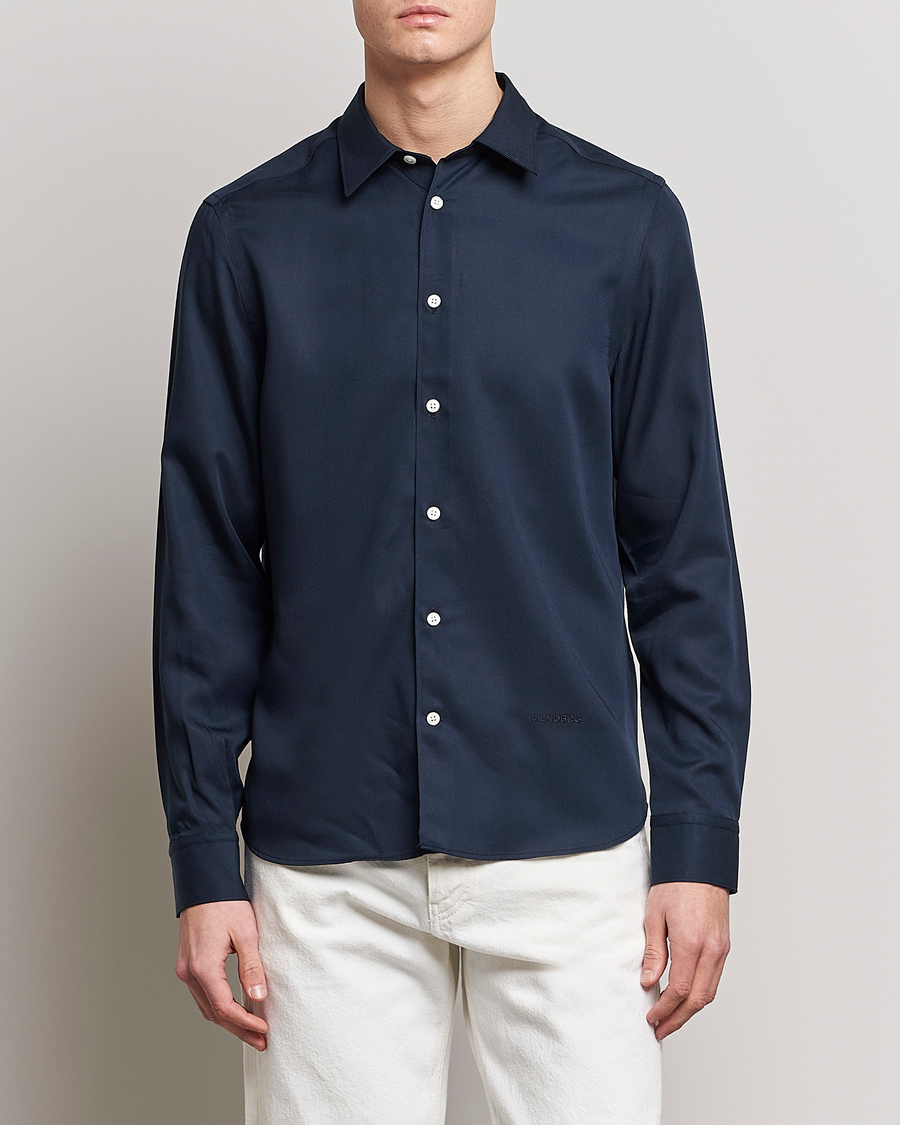Herre |  | J.Lindeberg | Slim Fit Comfort Tencel Shirt Navy