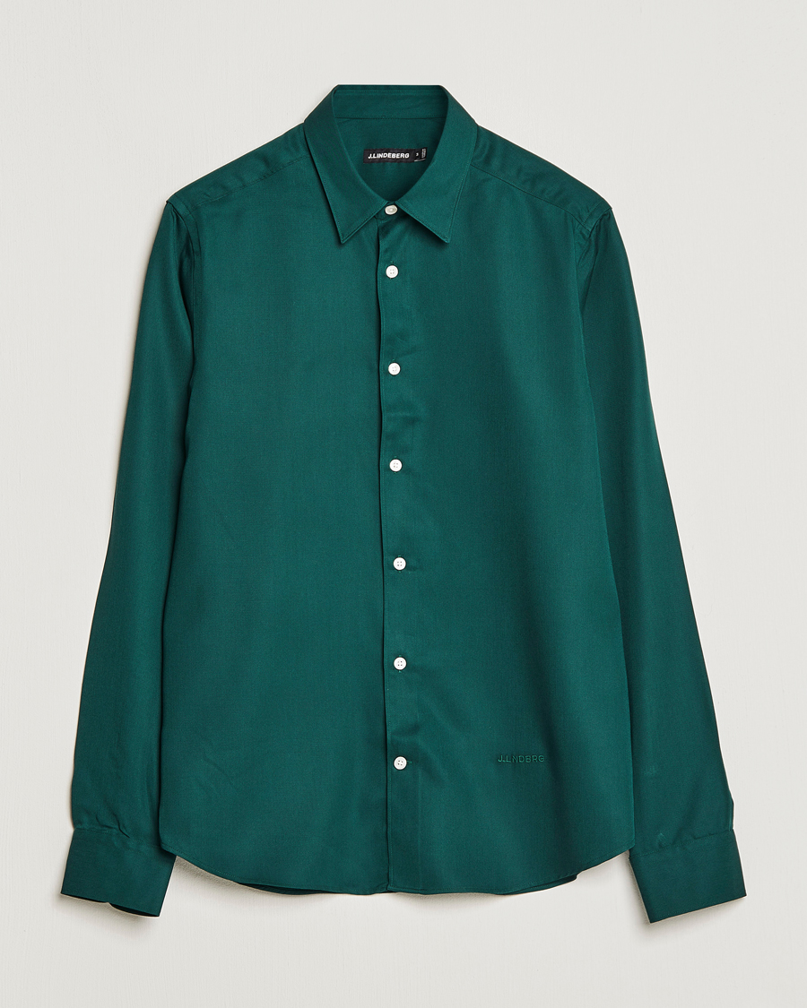 Herre | Skjorter | J.Lindeberg | Slim Fit Comfort Tencel Shirt Rain Forest
