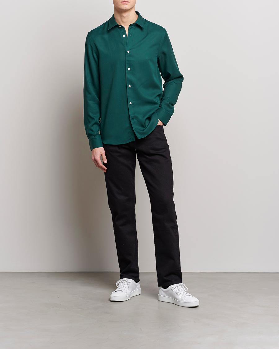 Herre | Skjorter | J.Lindeberg | Slim Fit Comfort Tencel Shirt Rain Forest
