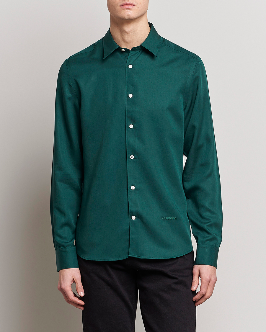 Herre | Skjorter | J.Lindeberg | Slim Fit Comfort Tencel Shirt Rain Forest