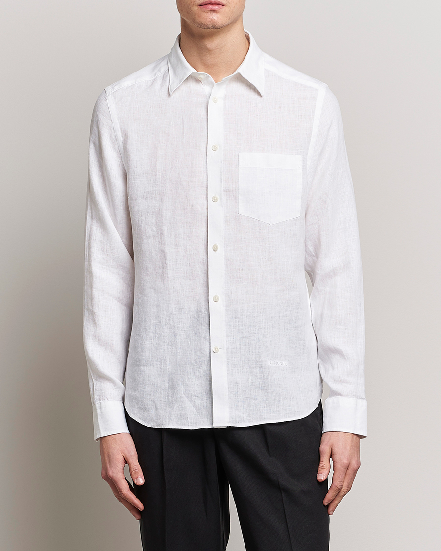 Herre | Linskjorter | J.Lindeberg | Slim Fit Clean Linen Shirt White