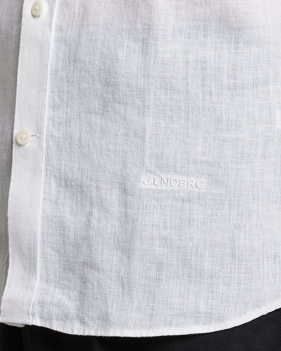 Herre | Skjorter | J.Lindeberg | Slim Fit Clean Linen Shirt White