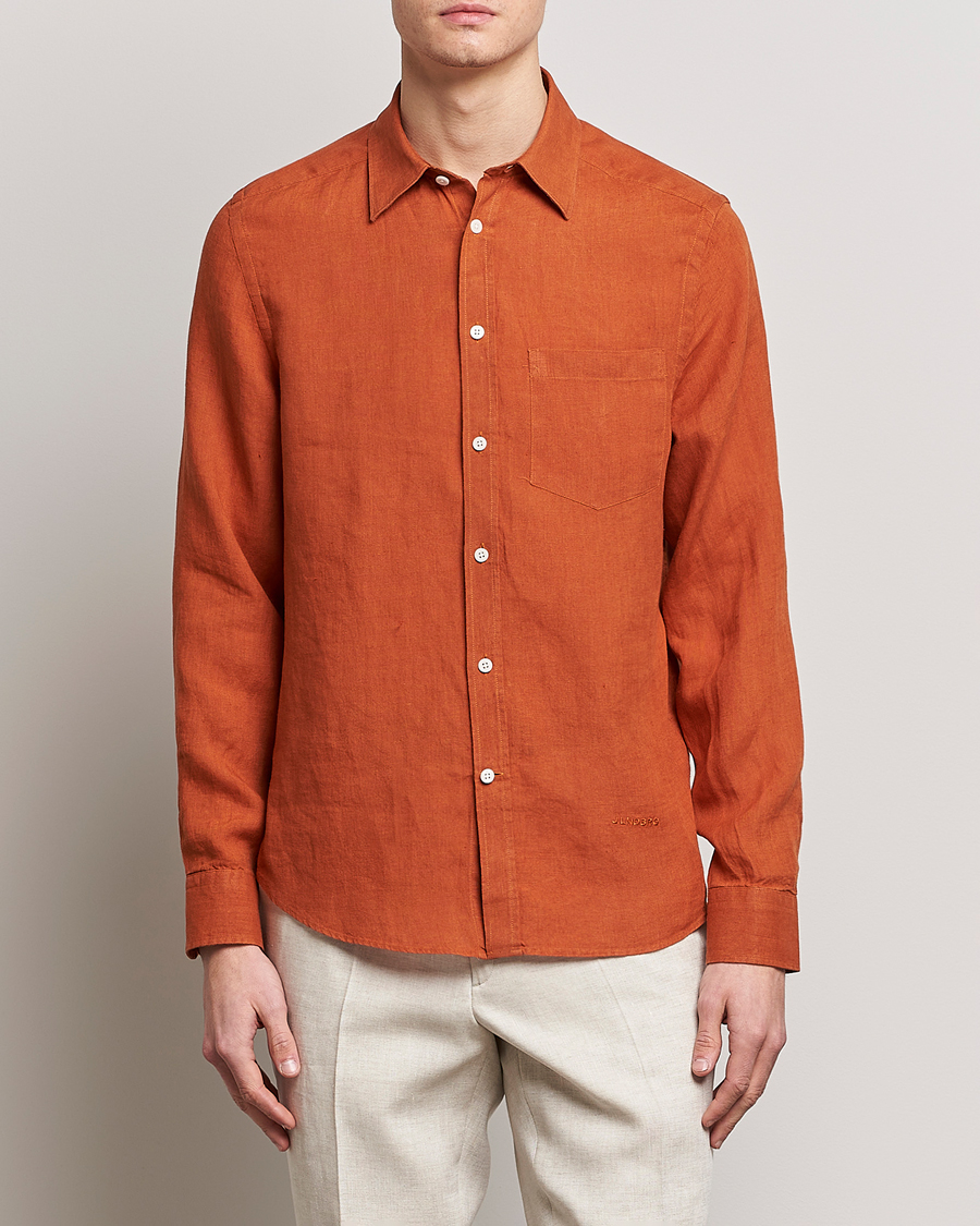 Herre | Skjorter | J.Lindeberg | Slim Fit Clean Linen Shirt Bombay Brown
