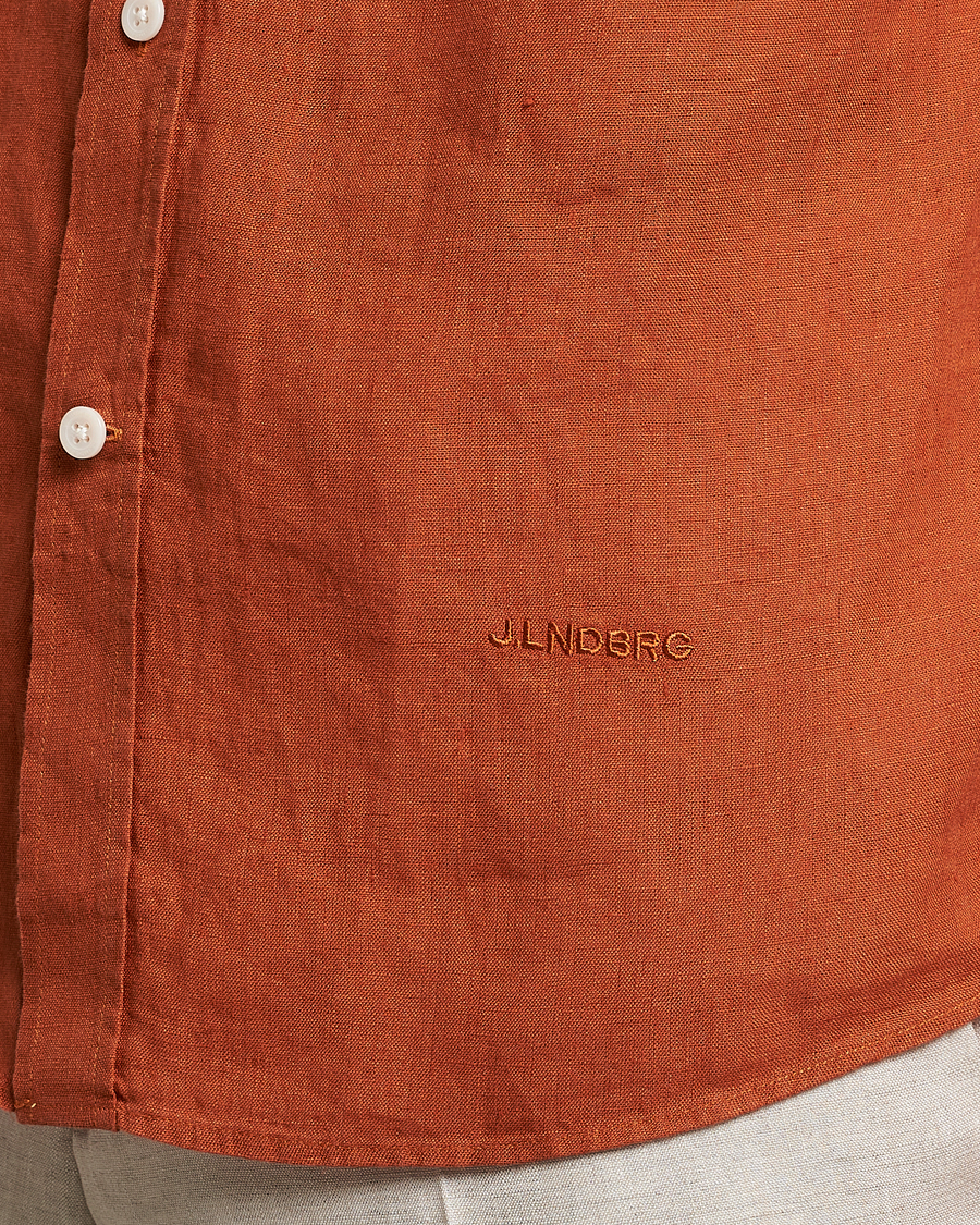 Herre | Skjorter | J.Lindeberg | Slim Fit Clean Linen Shirt Bombay Brown