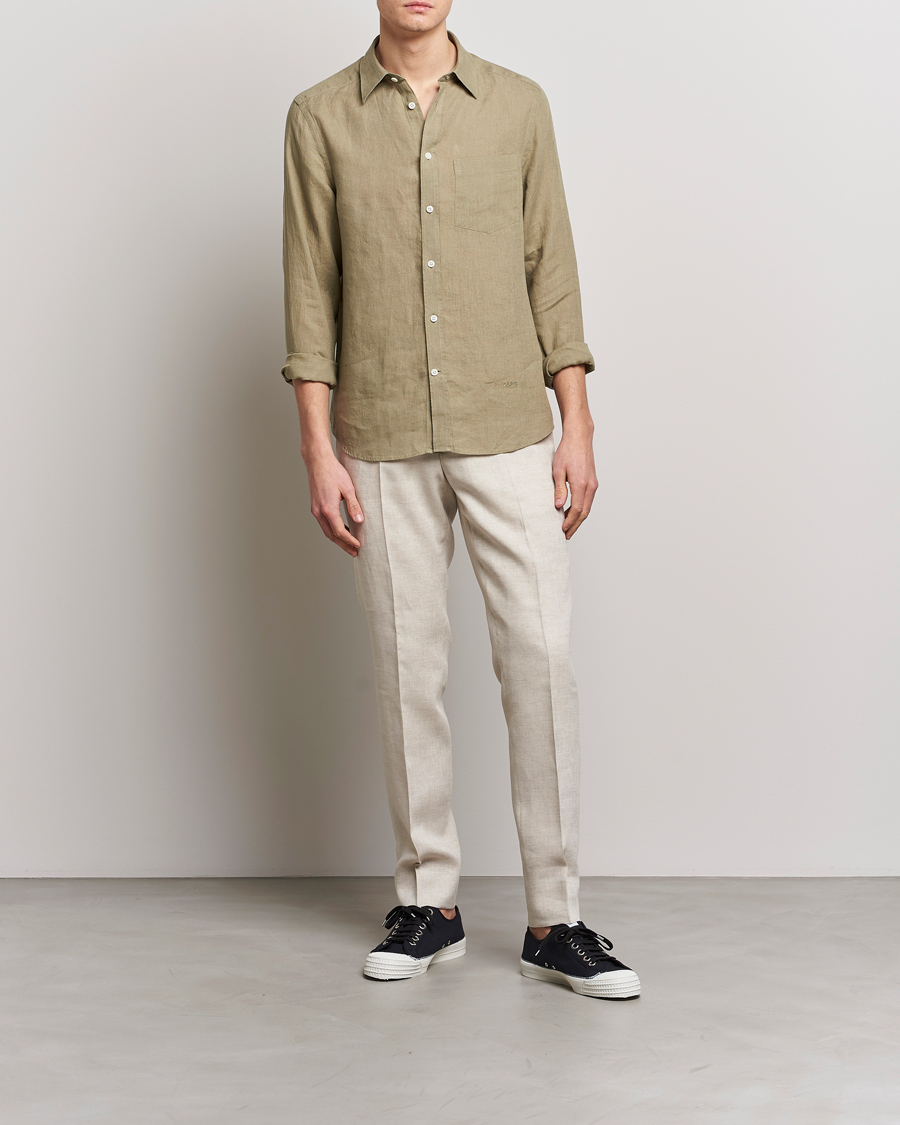Herre | Skjorter | J.Lindeberg | Slim Fit Clean Linen Shirt Aloe