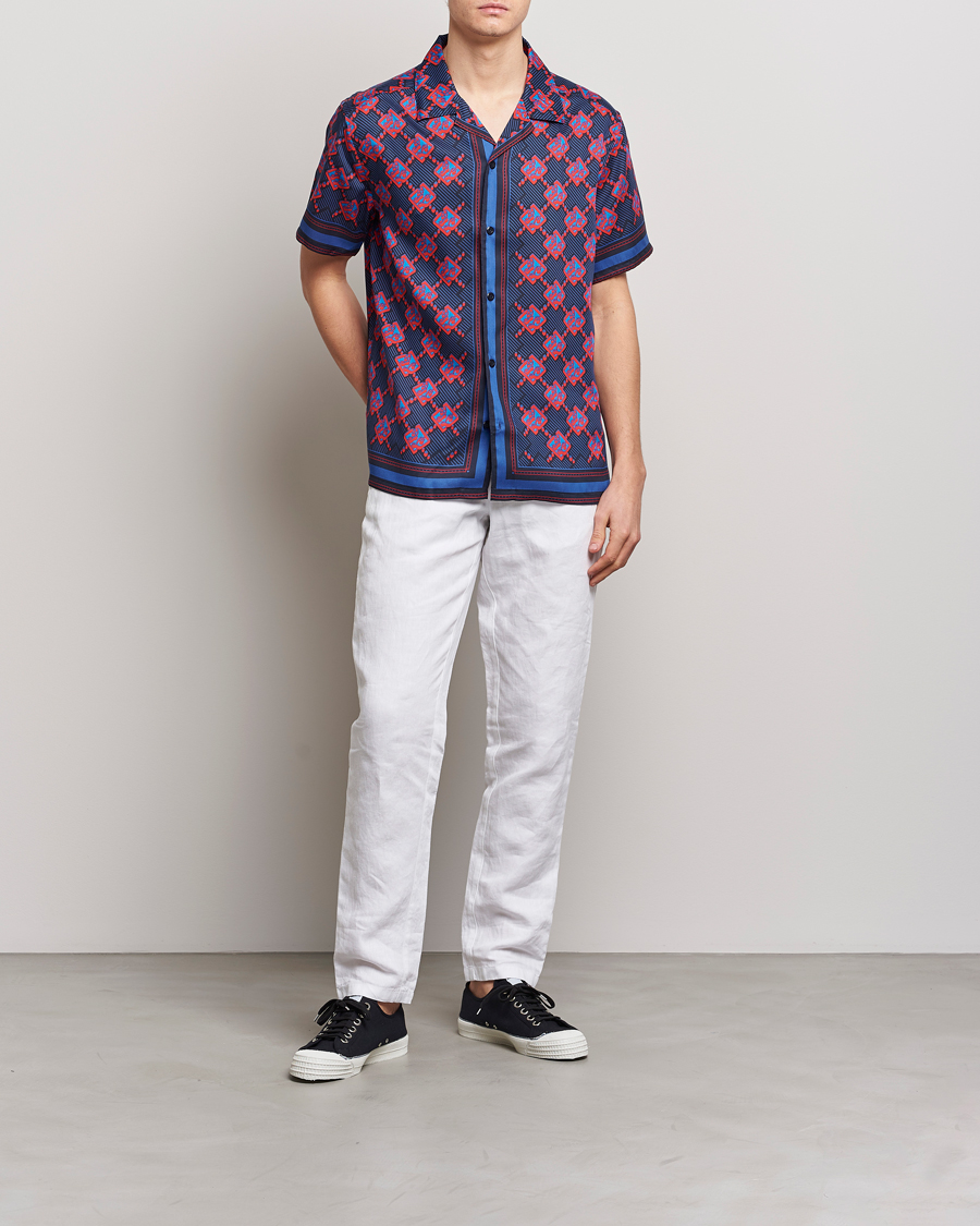 Herre | Skjorter | J.Lindeberg | Elio Diamond JL Print Short Sleev Lyocell Shirt Navy