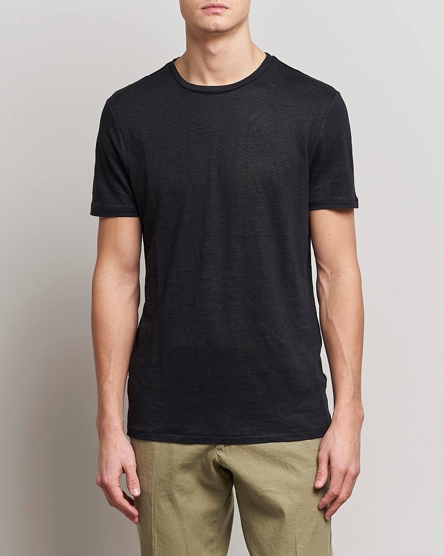 Herre | T-Shirts | J.Lindeberg | Coma Linen Tee Black