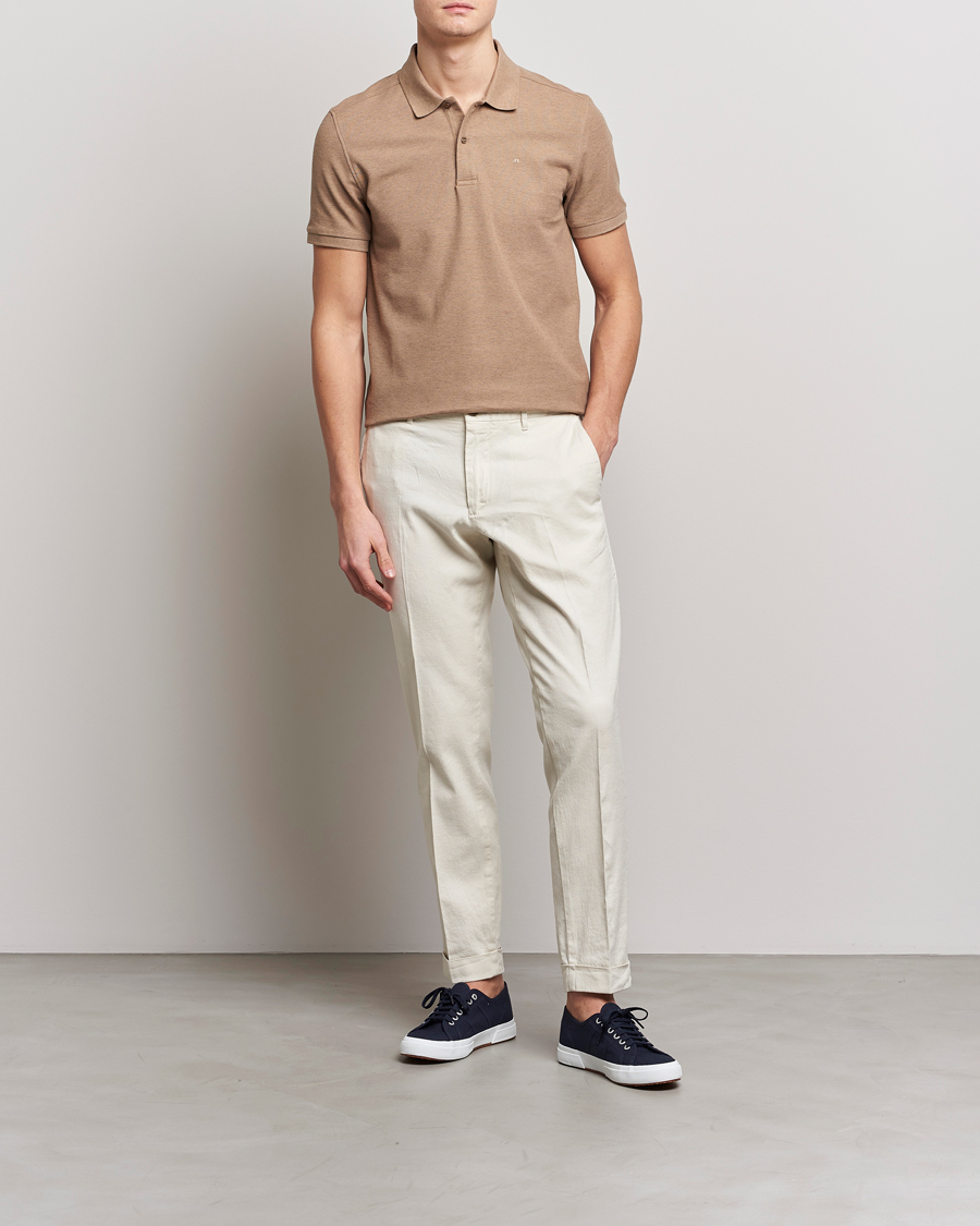 Herre | Pikéer | J.Lindeberg | Troy Clean Polo Tiger Brown Melange