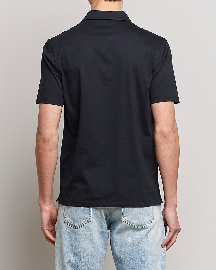 Herre | Pikéer | J.Lindeberg | Asher Zip Mercerized Cotton Polo Black