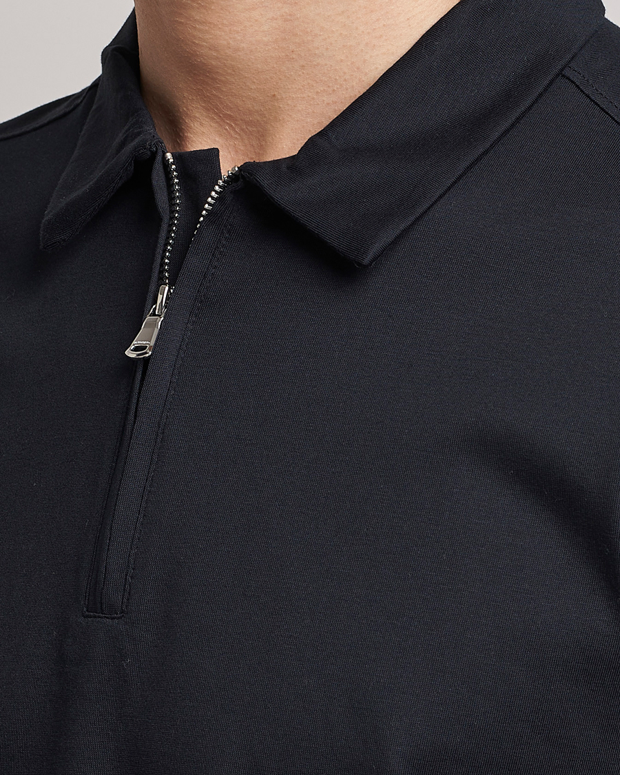 Herre | Pikéer | J.Lindeberg | Asher Zip Mercerized Cotton Polo Black