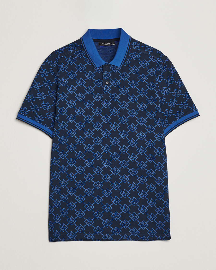 Herre | Pikéer | J.Lindeberg | Deklan Organic Cotton Jacquard Polo Navy