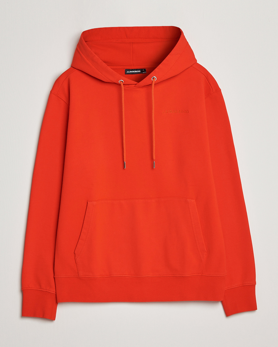 Herre | Gensere | J.Lindeberg | Chip Cotton Hoodie Fiery Red