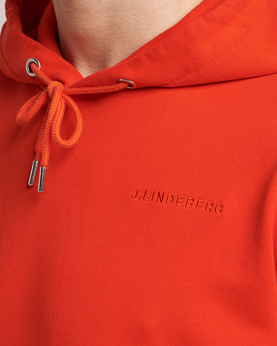 Herre | Gensere | J.Lindeberg | Chip Cotton Hoodie Fiery Red