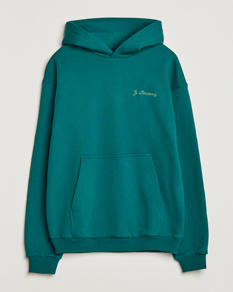 Herre | Gensere | J.Lindeberg | Karson Graphic Organic Cotton Hoodie Rain Forest