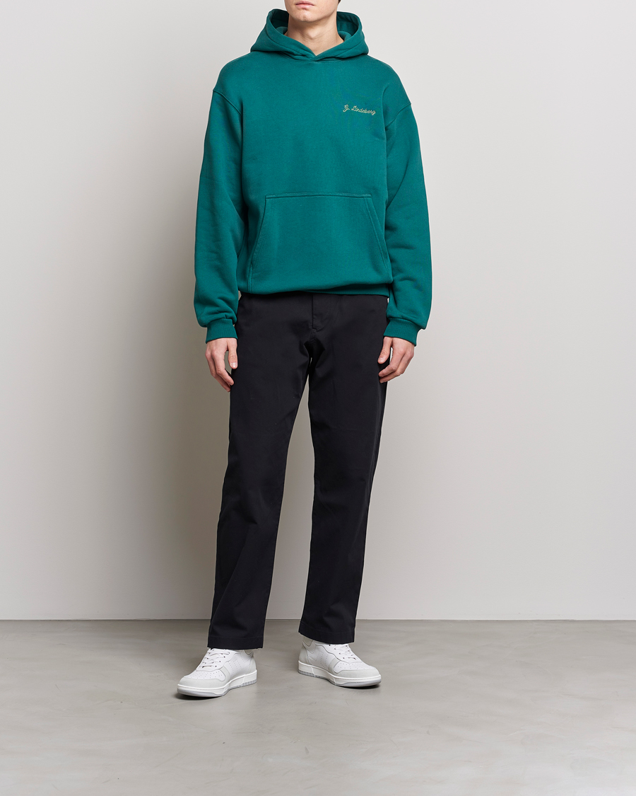 Herre | Gensere | J.Lindeberg | Karson Graphic Organic Cotton Hoodie Rain Forest