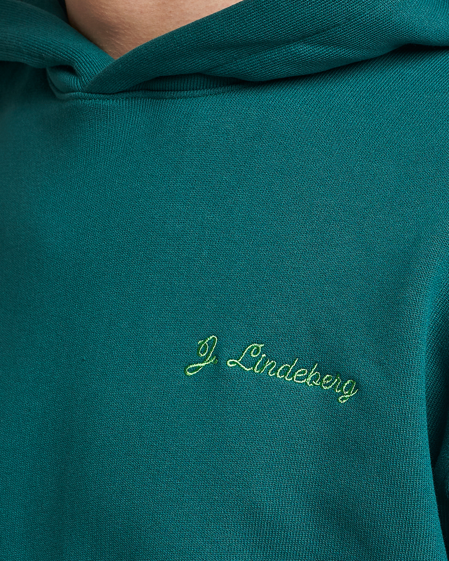 Herre | Gensere | J.Lindeberg | Karson Graphic Organic Cotton Hoodie Rain Forest