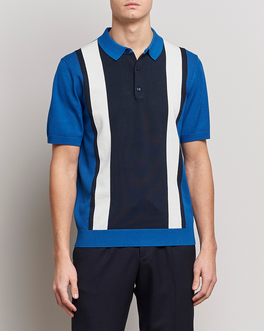 Herre | Pikéer | J.Lindeberg | Rey Stripe Knitted Polo Navy