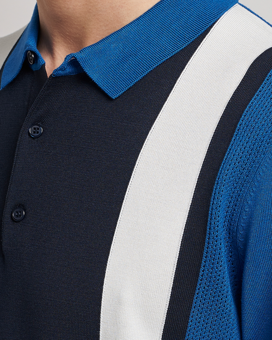 Herre | Pikéer | J.Lindeberg | Rey Stripe Knitted Polo Navy