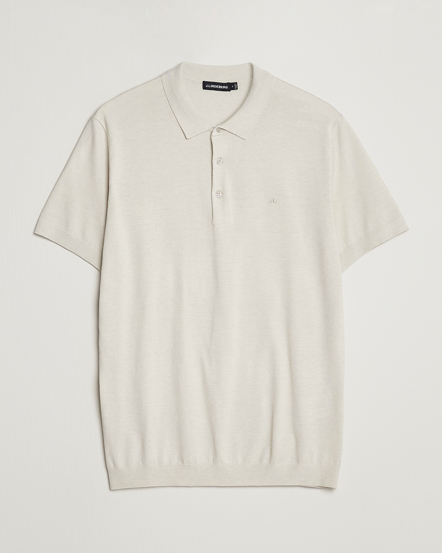 Herre | Pikéer | J.Lindeberg | Ridge Rayon Silk Polo Light Grey Melange