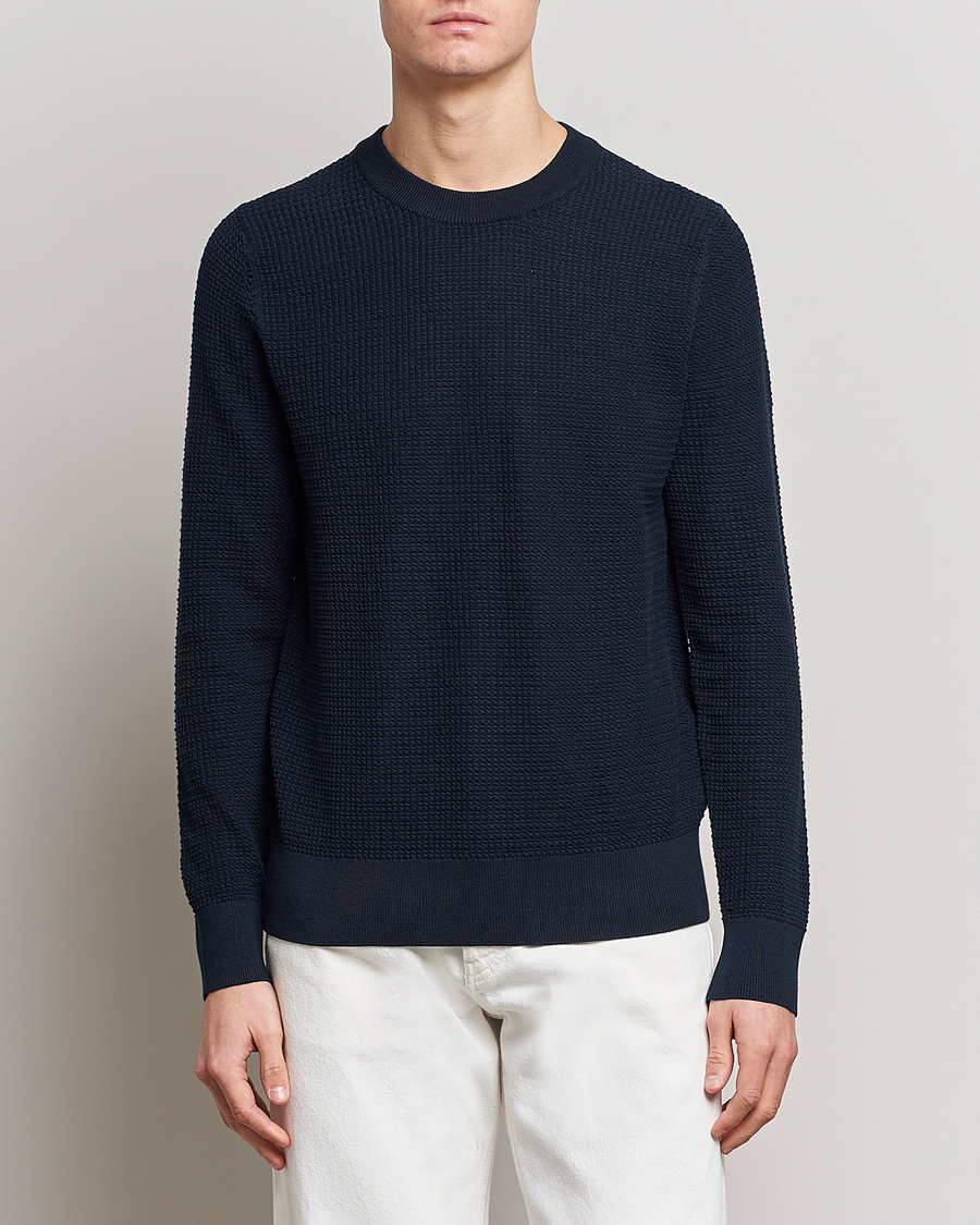 Herre | | J.Lindeberg | Arthur Structure Organic Cotton Crew Neck Navy