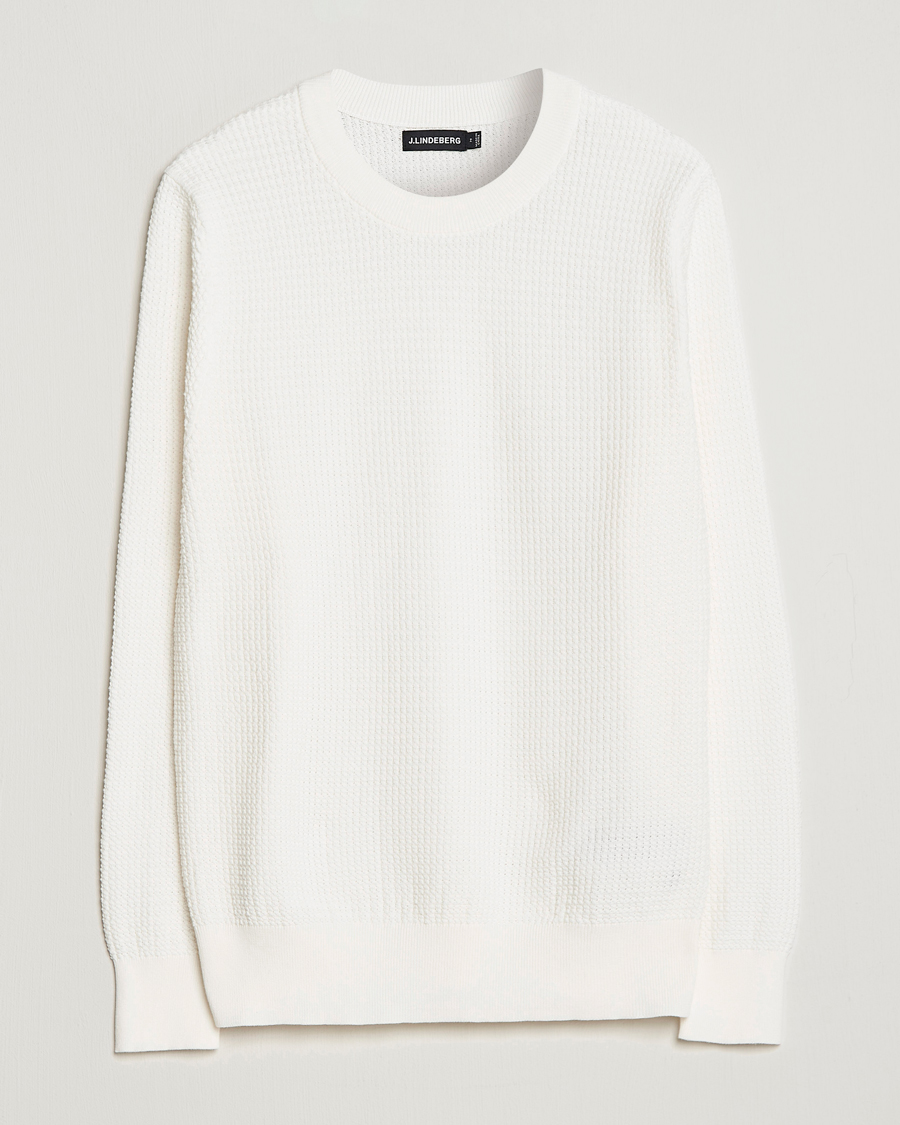 Herre | Gensere | J.Lindeberg | Arthur Structure Organic Cotton Crew Neck Cloud White