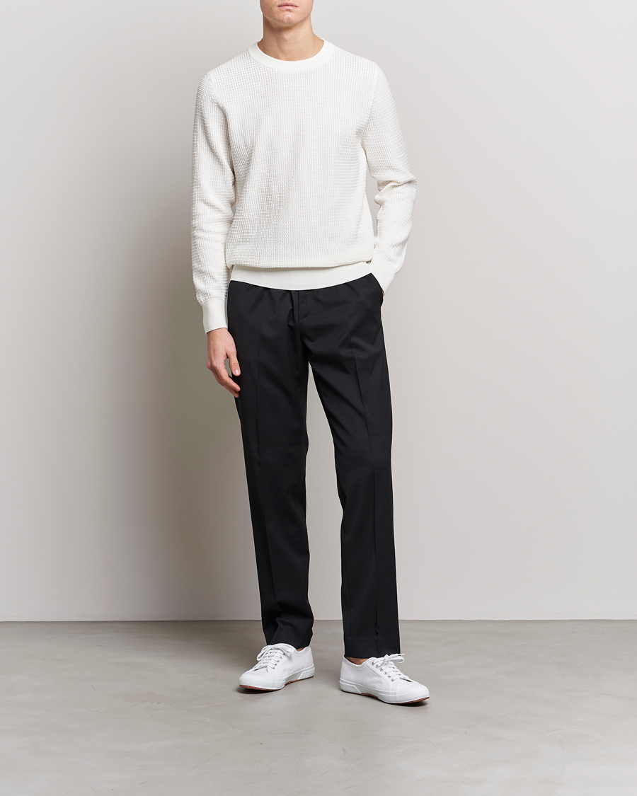 Herre | Gensere | J.Lindeberg | Arthur Structure Organic Cotton Crew Neck Cloud White